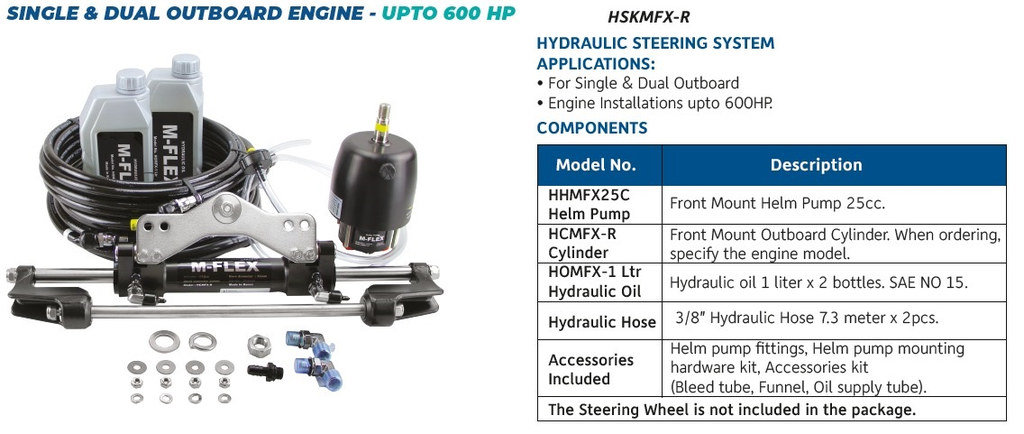 M-FLEX HYDRAULIC STEERING SYSTEM HSKMFX-R24FT 150HP X 2