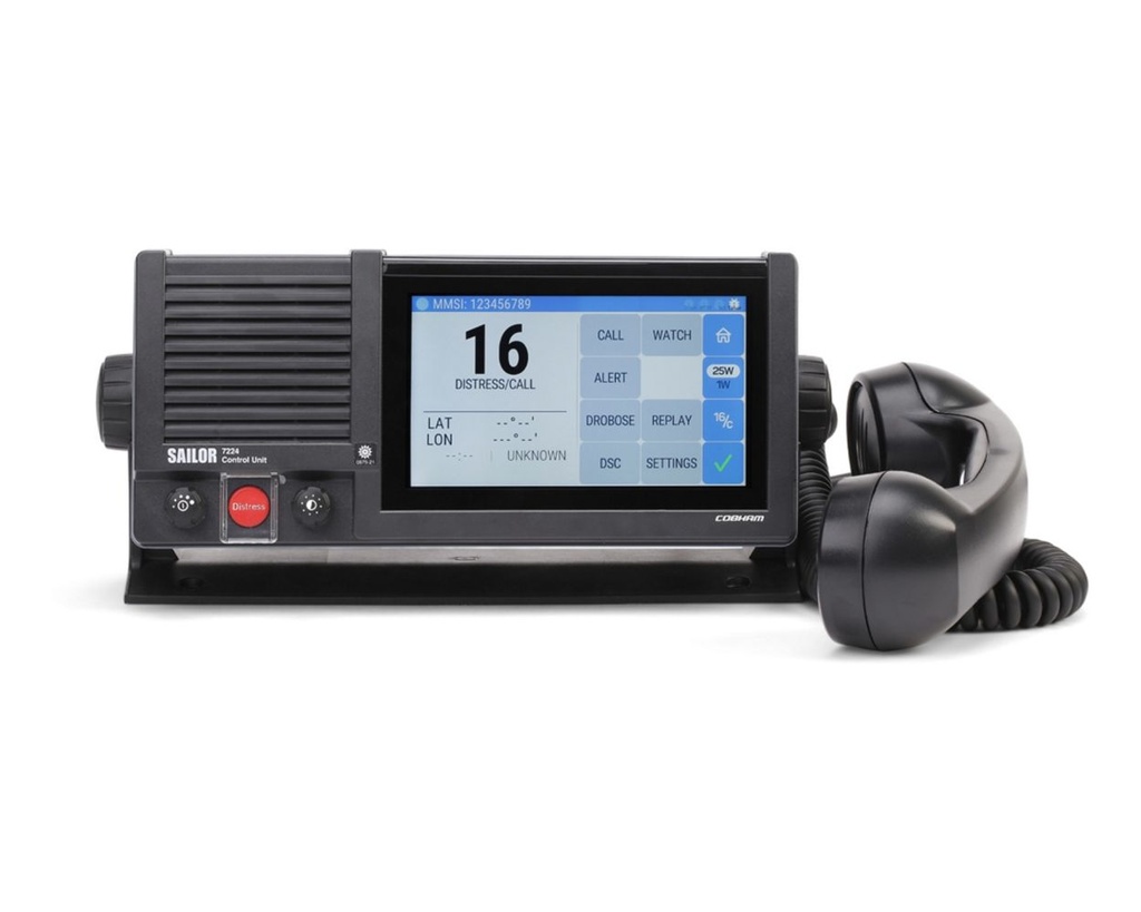 SAILOR VHF 7222 (407222A-00500)DSC CL-A W/O MOUNTING KIT WITH :  -TRANSCEIVER UNIT 7226  -CONTROL UNIT 7224  -HANDSET 6201  -POWER CABLE   -USER MANUAL  -STD INS. ACCESSORIES