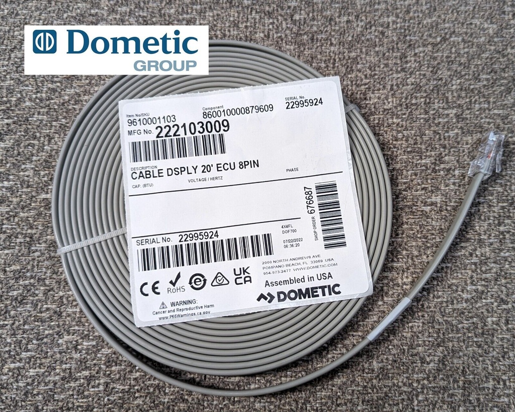 PASSPORT I/O CONTROL KIT DISPLAY - BLACK : 222000245 DISPLAY DOMETIC I/O BLACK WITH BEZEL, TSEP20 TEMPERATURE SENSOR, RJ11, 20 FEET, 222103009 CABLE DSPLY 20' ECU 8PIN