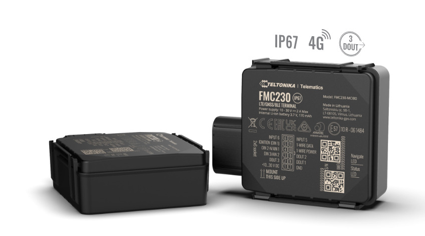 [FMC230-IP67] TELTONIKA FMC230-IP67 VEHICLE TRACKING DEVICE WITH 2 YEARS WARRANTY GNSS/BLUETOOTH AND LTE MODULES, INTERNAL GNSS, LTE ANTENNAS, RELIABLE 4G CONNECTION, INTERNAL BACK-UP BATTERY