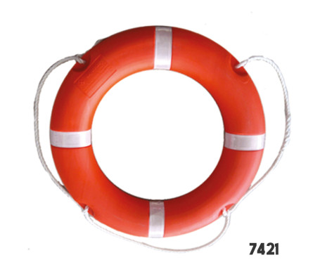 [7421] LIFE BUOY RING - 2.5 KG • OD: 70 CM • ID: 44 CM PLASTIC WITH REFLECTING TAPE AND GRABLINE.