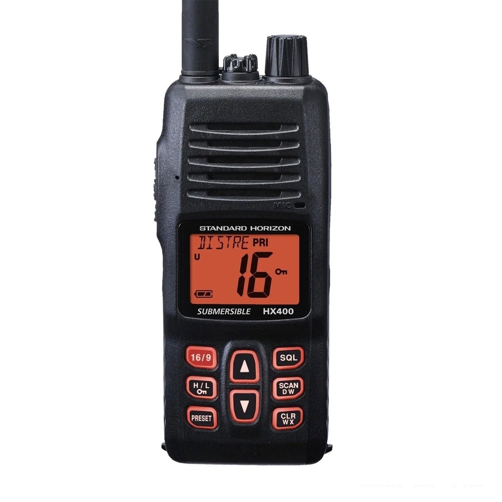 [HX-400IS] STADARD HORIZON MARINE VHF TRANSCEIVER UNIT -BATTERY SBR-29LI -ANTENNA CAT-460 -CRADLE SBH-36 -POWER ADAPTER SAD-25 -BELT CLIP