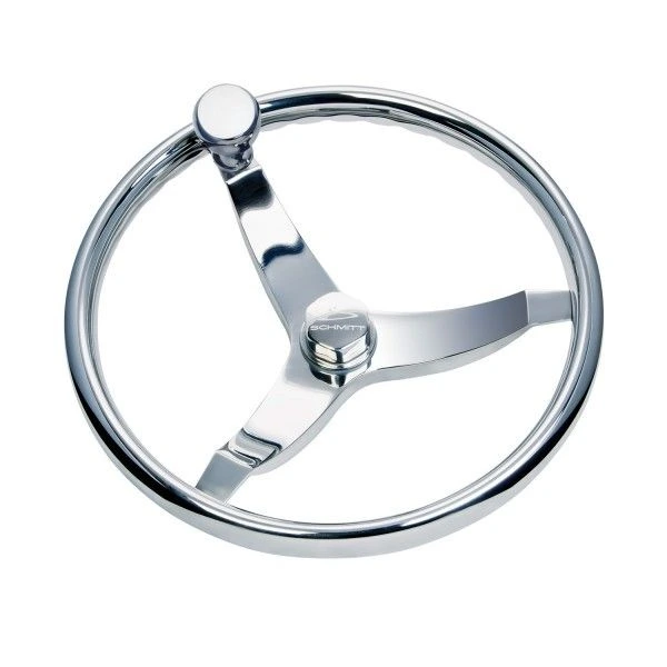 [7161321FGK / 06.05.0214] SCHMITT MARINE 316 CAST STAINLESS STEEL STEERING WHEEL - 13.5" VISION ELITE WHEEL (716) - W/PRESS FIT CONTROL KNOB W/GLASS BALL BEARINGS - FINGER GRIP RIM - 22° DISH - FITS 3/4” TAPERED SHAFT