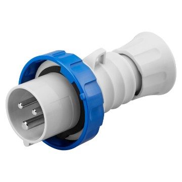 GEWISS STRAIGHT PLUG HP - IP66/IP67/IP68/IP69 - 2P+E 16A 200-250V 50/60HZ - BLUE - 6H - SCREW WIRING