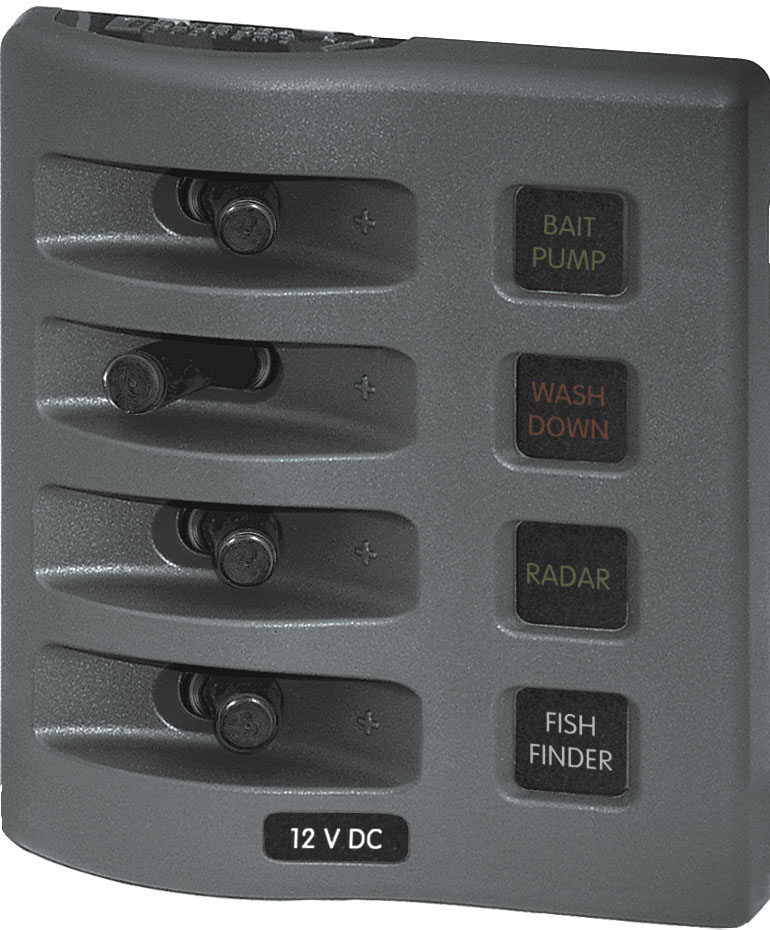 BLUE SEA WeatherDeck® 12V DC Waterproof Fuse Panel - Gray 4 Positions