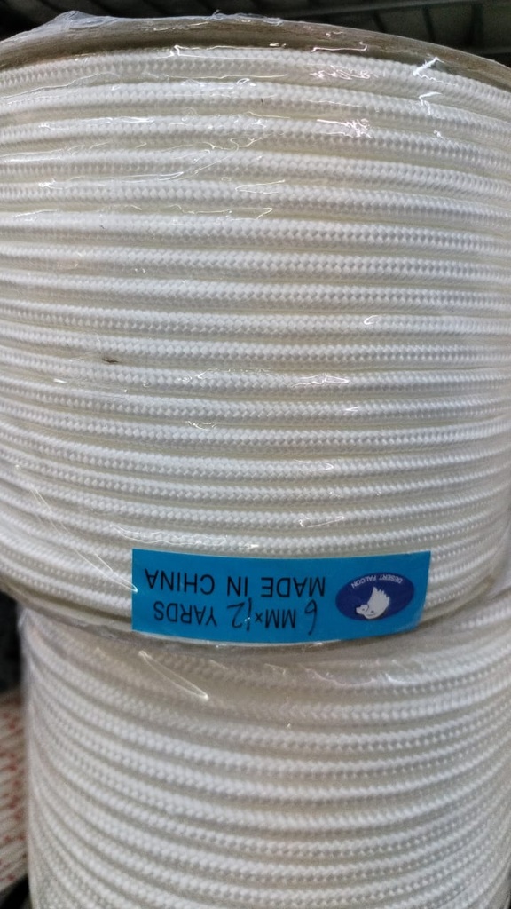 ROPE PP 6MM WHITE 100 YARDS 