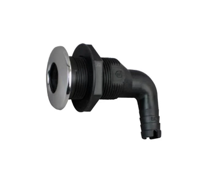 ATTWOOD THRU HULL 90 DEG COMPOSITE 3/4" HOSE SS CAPPED