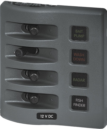 [4304-BSS] BLUE SEA WeatherDeck® 12V DC Waterproof Fuse Panel - Gray 4 Positions