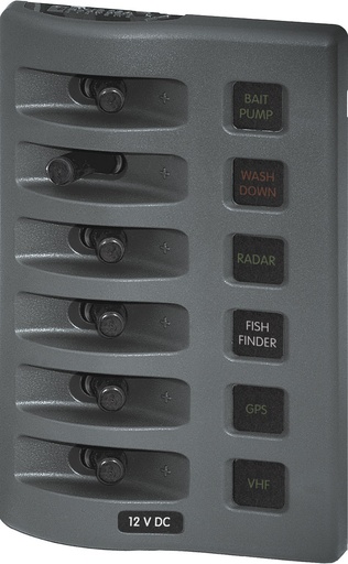 [4306-BSS] BLUE SEA WeatherDeck® 12V DC Waterproof Fuse Panel - Gray 6 Positions